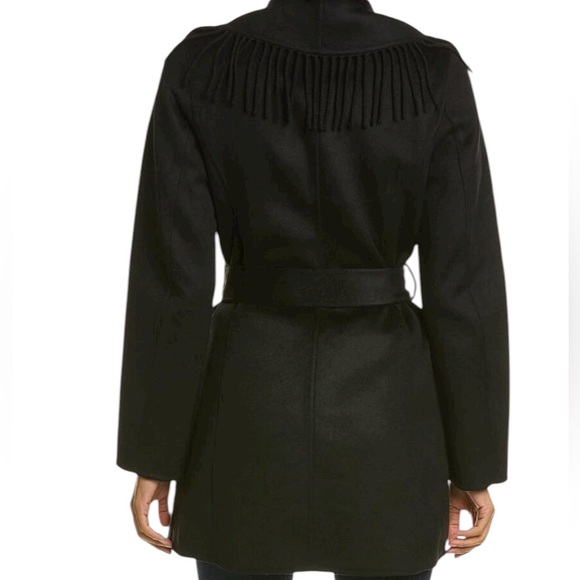 Tahari Liza Fringe Double-Face Soft Wool Wrap Coat - Picture 2 of 3